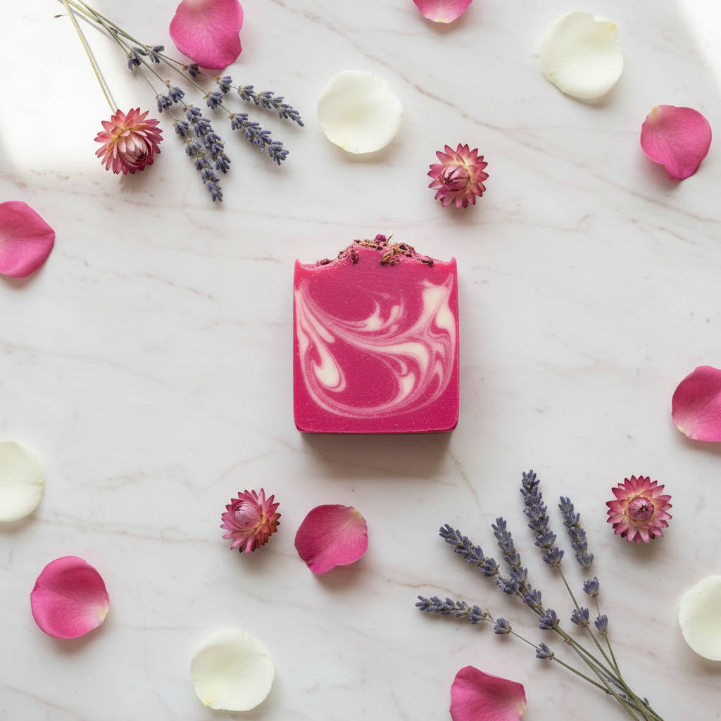 Hot Pink Swirl Soap Bar